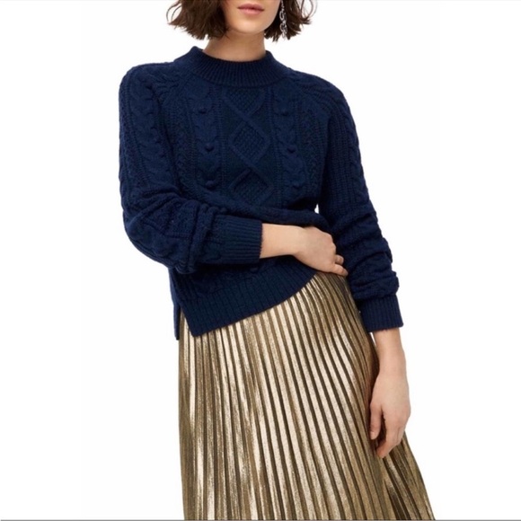 J. Crew Pom-pom Cable-knit Sweater Size Small NWT - Picture 2 of 11